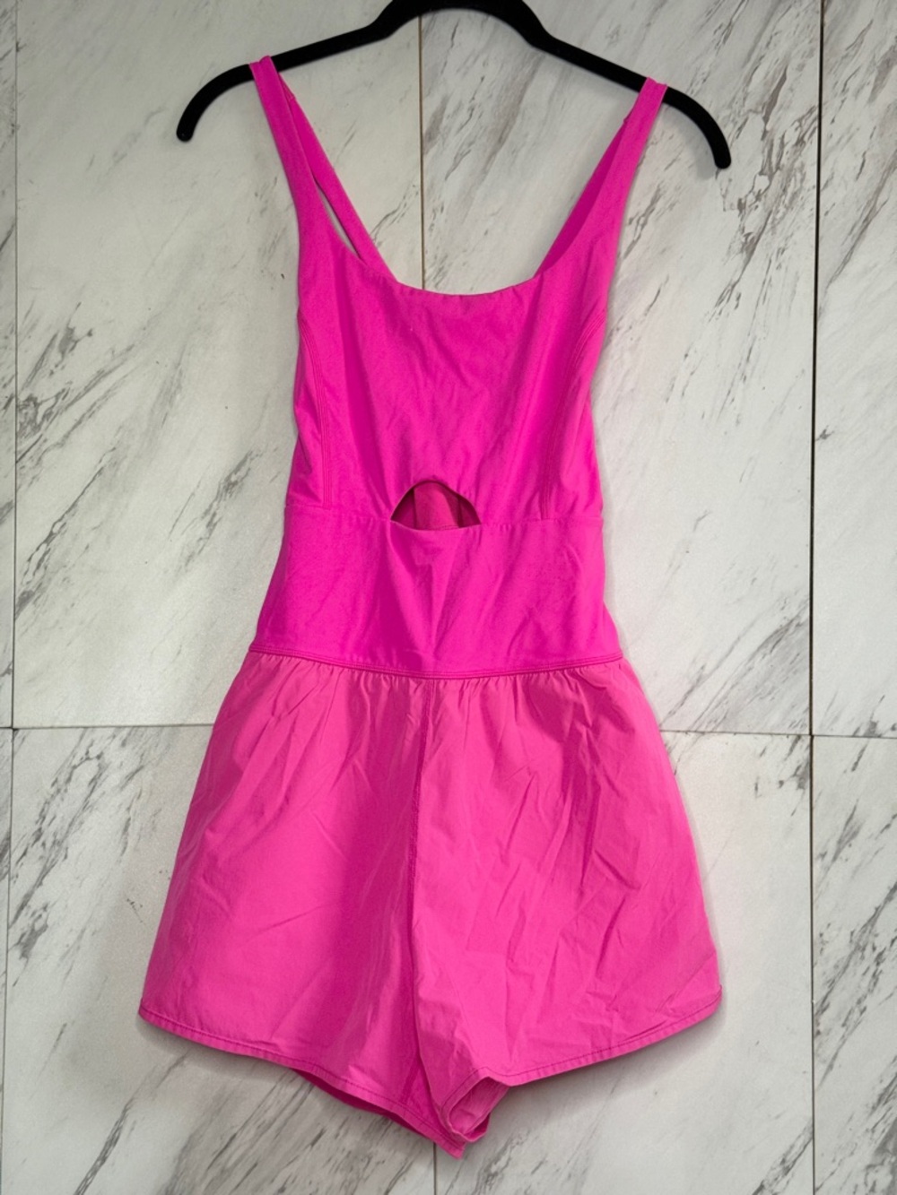 Hot Pink Crisscross Cutout Active Yoga Bodysuit Romper SZ S - Picture 2 of 6